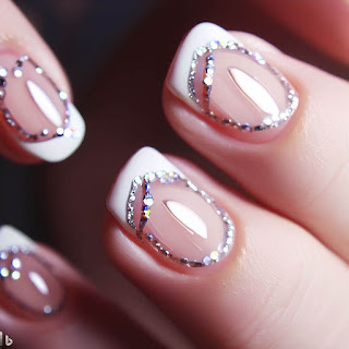 French diamond manicure nail art design French diamond manicure nail art design