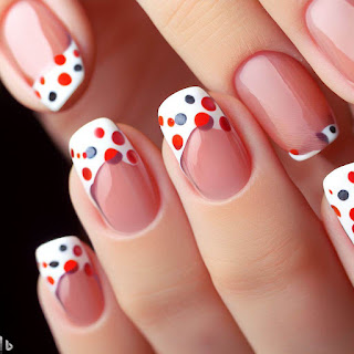 French polka dot manicure nail art design French polka dot manicure nail art design