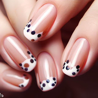 French polka dot manicure nail art design French polka dot manicure nail art design
