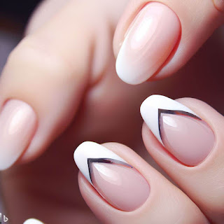French triangle manicure nail art design French triangle manicure nail art design