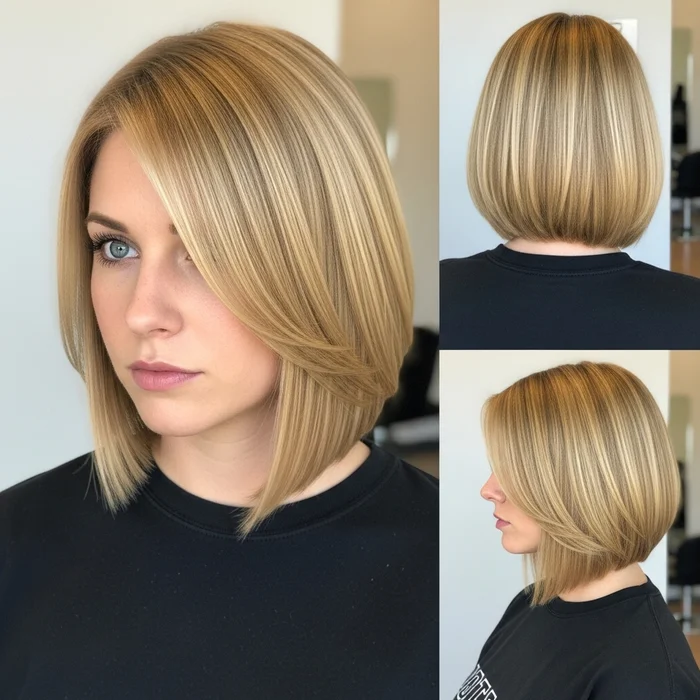 Golden Blonde Blunt A-Line Bob