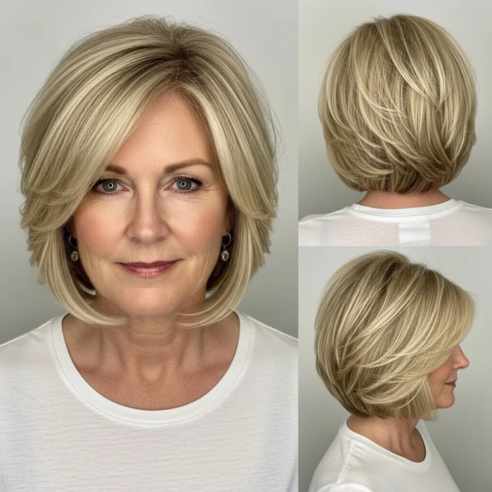 Graduated Blonde Bob with Stacked Layers