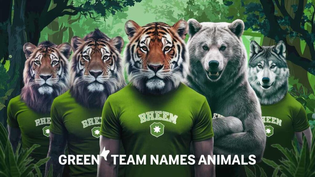 An illustration of creative team related to animals, all themed in green, highlighting fun and teamwork.