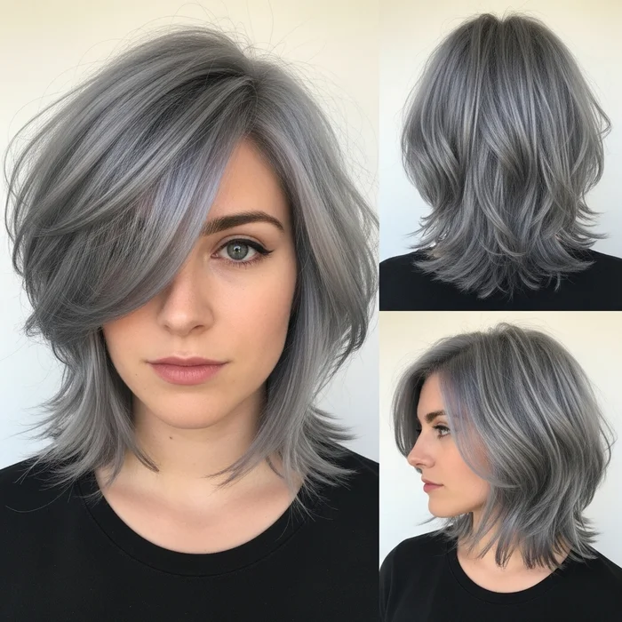 Grey Choppy Bob Hairstyle