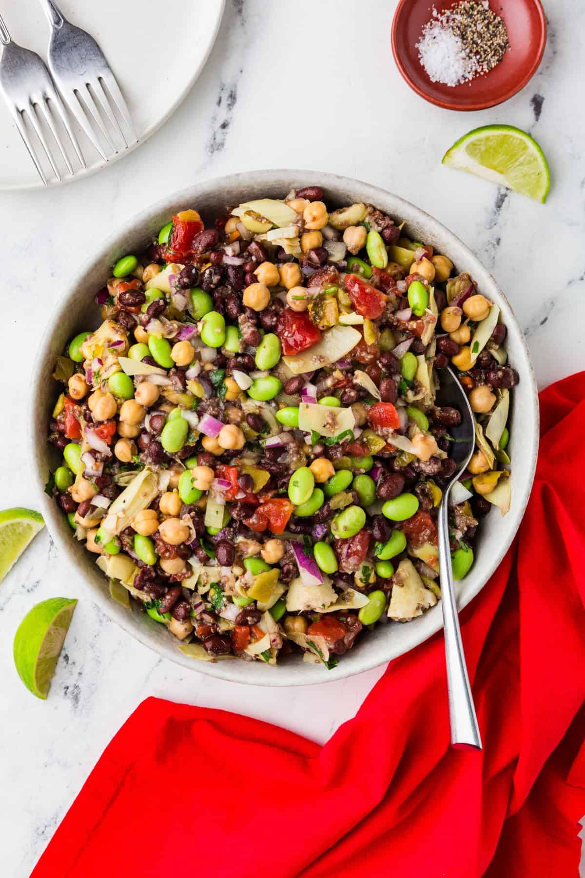 High Fiber and High Protein Bean Salad - 13g+ of each! - Pip and Ebby