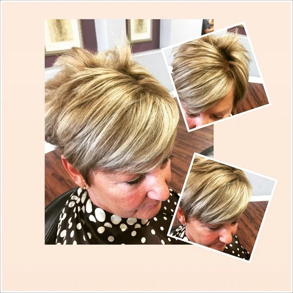 High-Volume Blonde Pixie with Full Forward Sweep