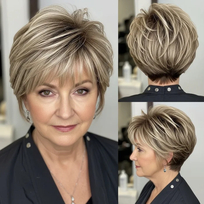 Highlighted Pixie with Bangs and Volume