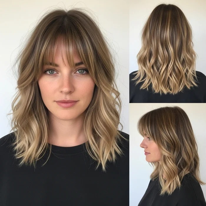 Highlighted Waves Medium-Length Hairstyle