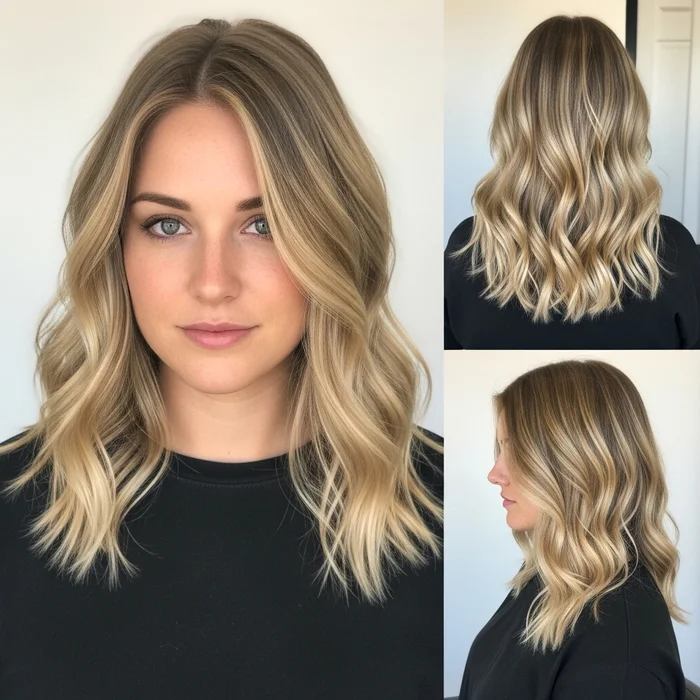 Highlighted Wavy Long Bob