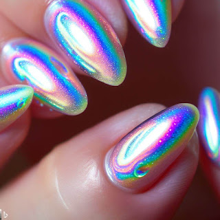 Holographic nail art design Holographic nail art design