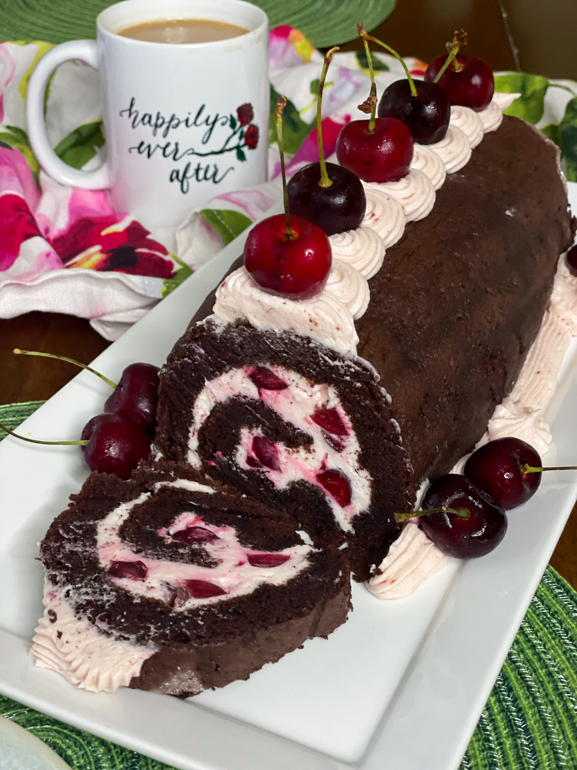 Chocolate Cherry Cake Roll - The Rose Table