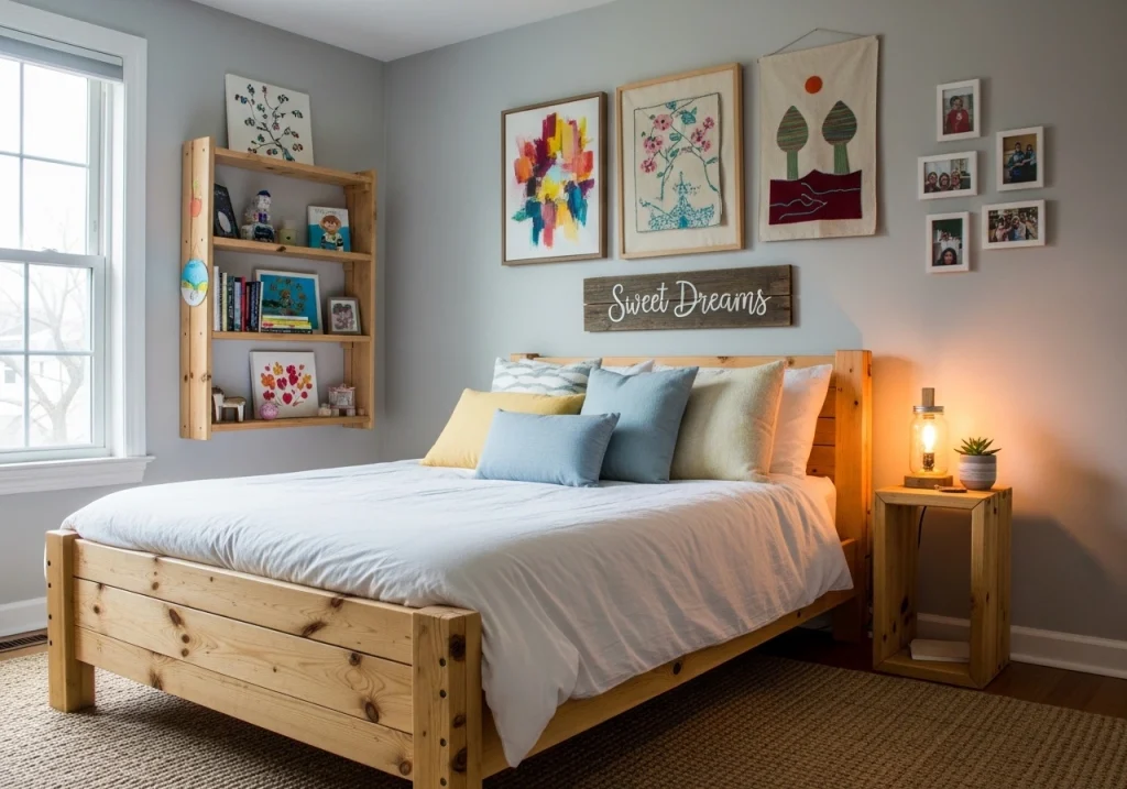 DIY bedroom decor with custom wall art and handmade furniture pieces to add a personal touch to your space.