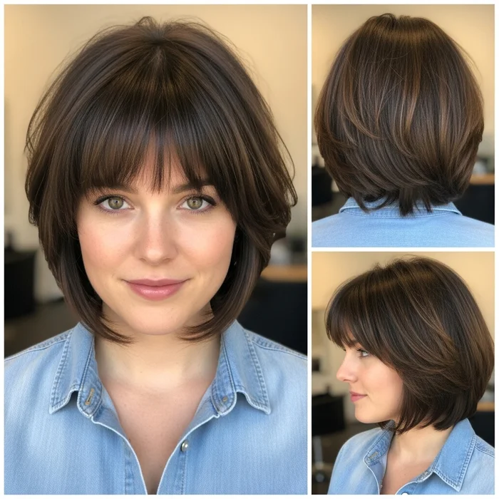 Layered Bob With Short Shag Bangs