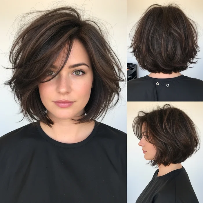 Layered Bob haircut for Thick Wavy Hair