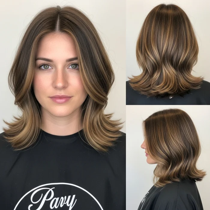 Layered Bob with Center Part and Waves