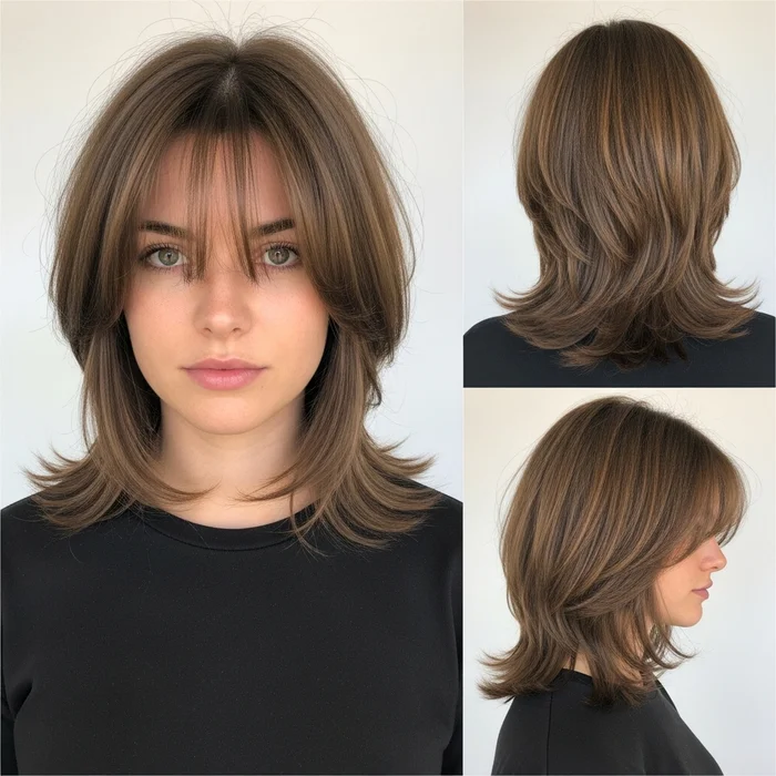 Layered Bob with Long Curtain Bangs