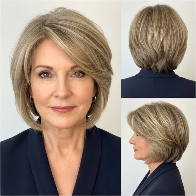 Layered Chin Length Haircut For Women Over 50