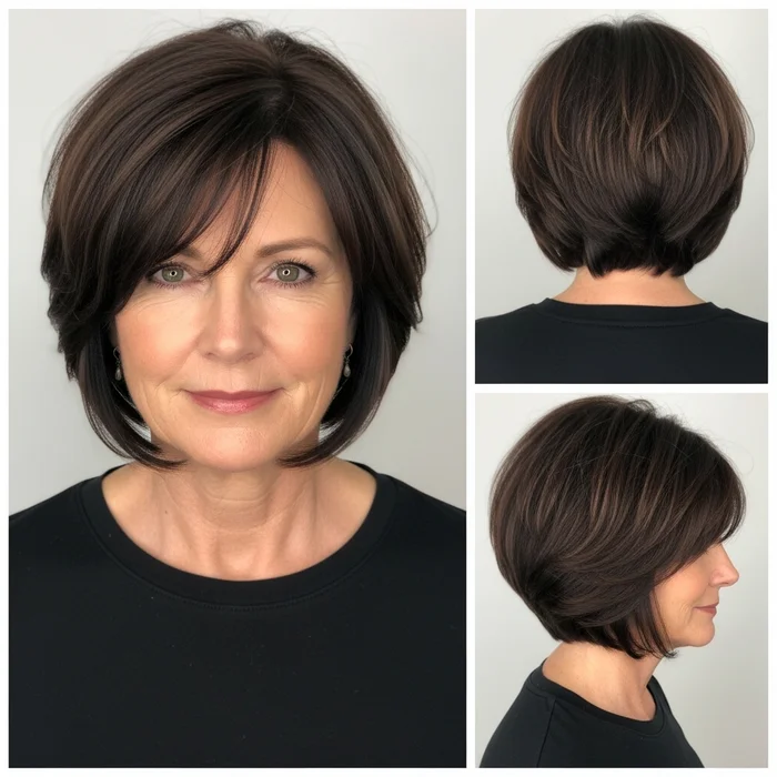 Layered Midnight Brown Bob
