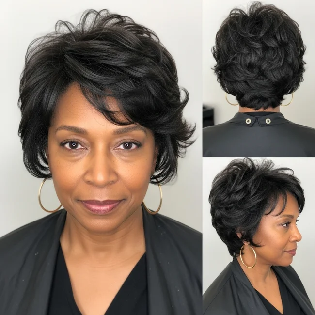 Layered Short Haircut For Black Women