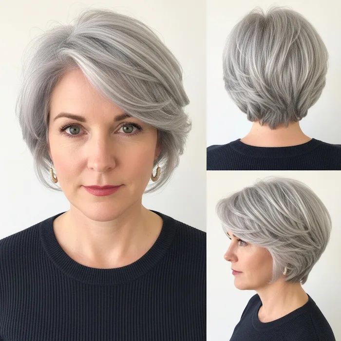 Layered Silver Pixie Wedge Cut