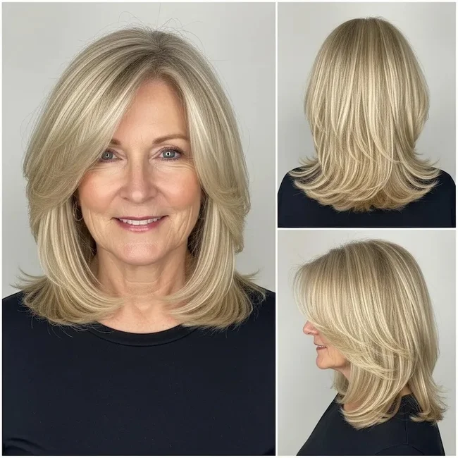 Light Blonde Long Bob with Face-Framing Layers