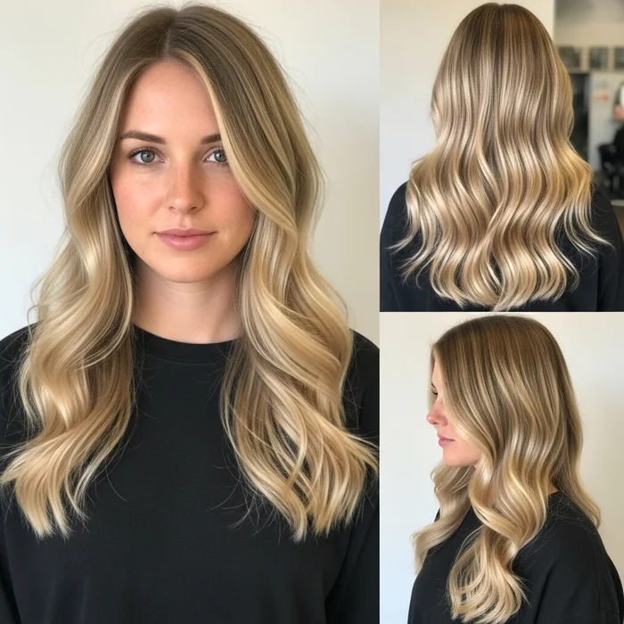 Long Blended Blonde Waves