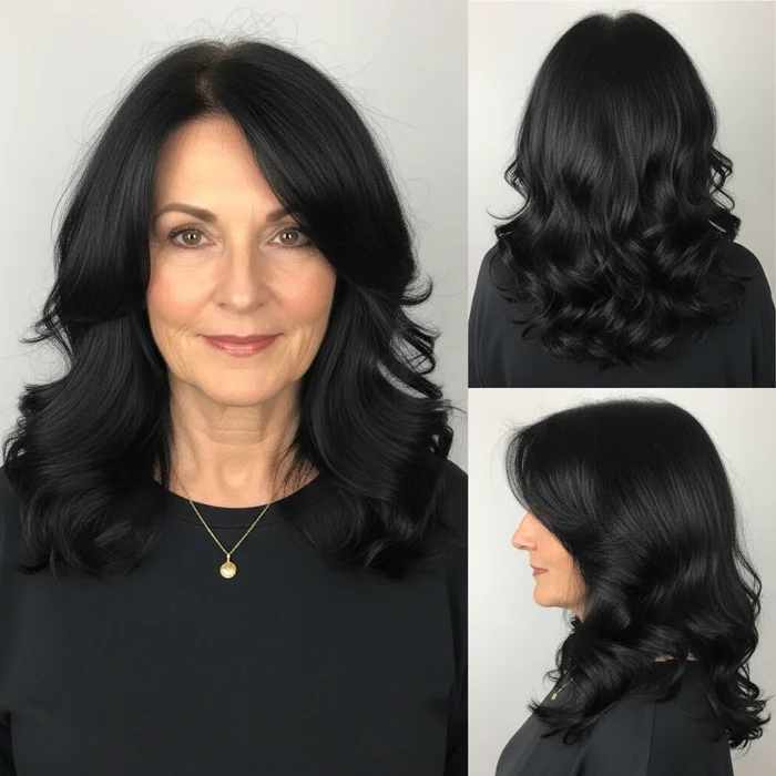 Long Dark Curls For Women Over 60