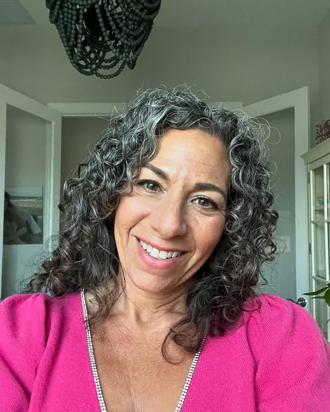 Long Defined Curls with Natural Gray Blending