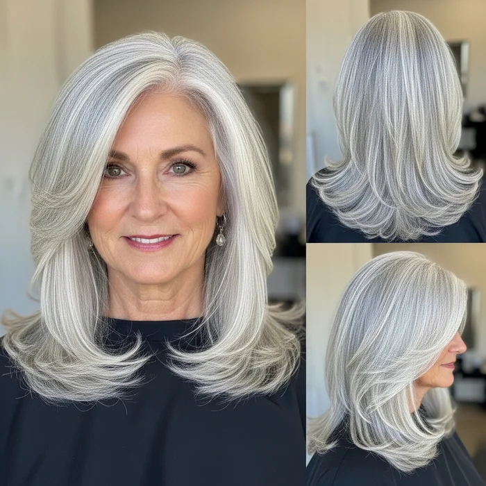 Long Silver-White Hair With Volume
