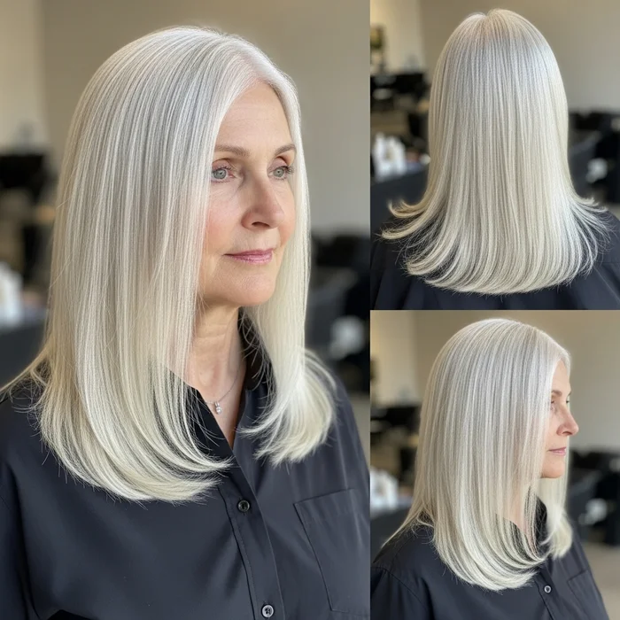 Long Straight White Hair For Women Over 60