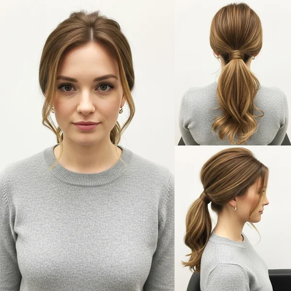 Medium-Length Low Pony Hairstyle