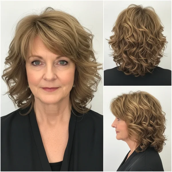 Medium Shag Curly Hair For Older Women