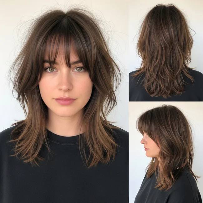 Medium Shag with Curtain Bangs