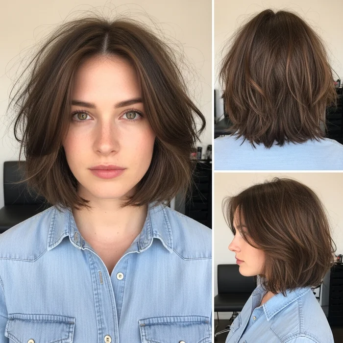 Messy Choppy Bob Hairstyle with Layers