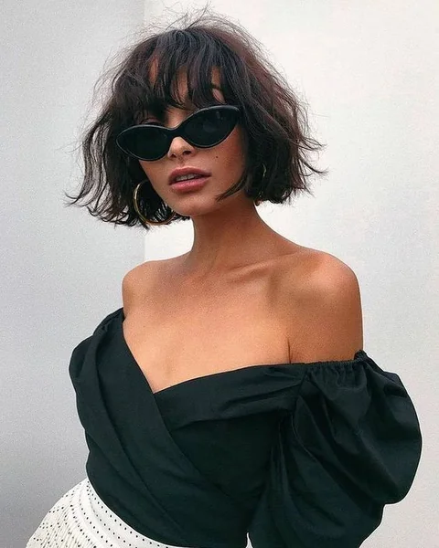 Messy French Bob with Choppy, Textured Fringe