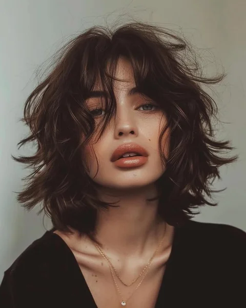 Messy Textured Shaggy Bob with Piecey Fringe