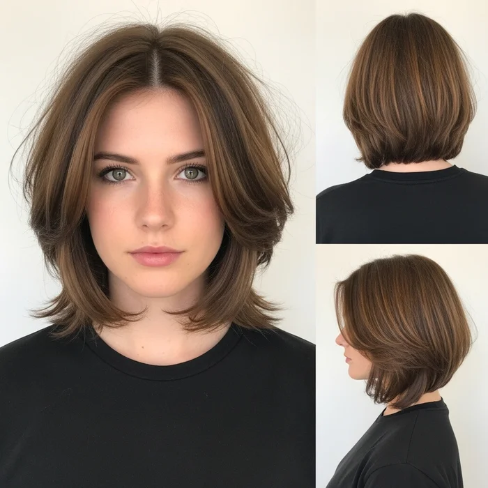 Mid Length Medium Layered Choppy Bob For Fine Hair