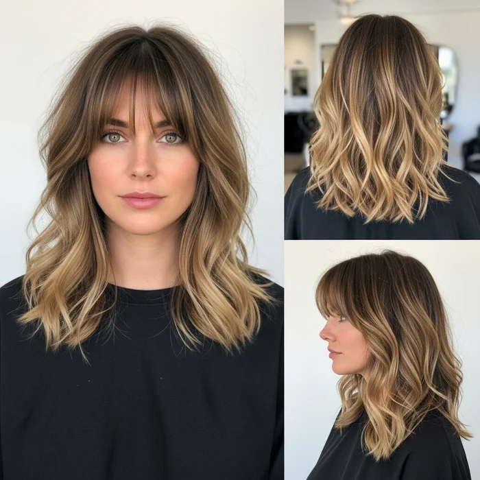 Mid-Length Waves With Curtain Bangs