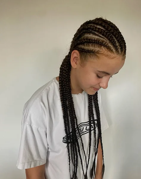 Neat Cornrow Braids with Long Extensions for kids