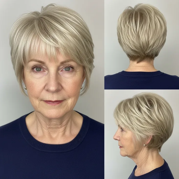 Pale Blonde Pixie with Wispy Bangs