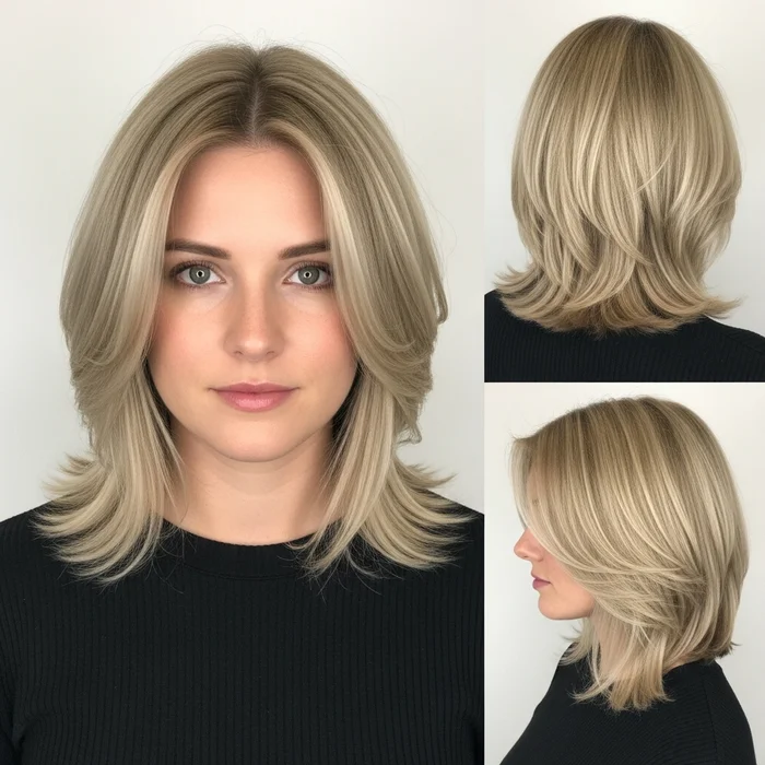 Pearl-Blonde Rounded Bob With Feathered Layers