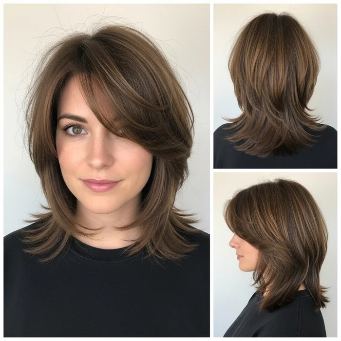 Piecey Layers With Side-Swept Bangs