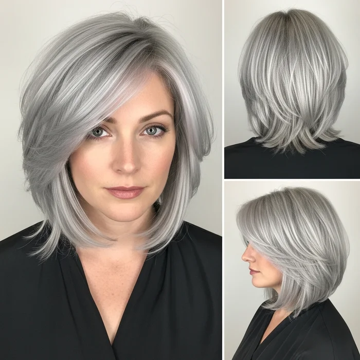 Piecey Platinum Layered Bob