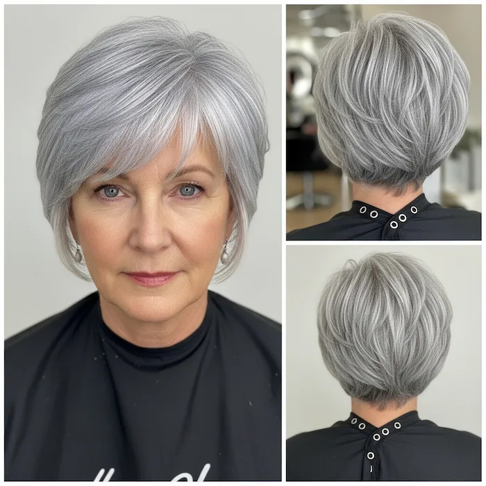 Piecey Silver Pixie with Bangs