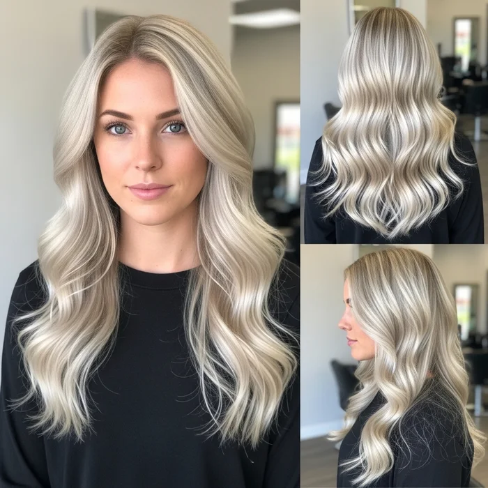 Platinum Blonde Waves Long Blonde Hairstyle