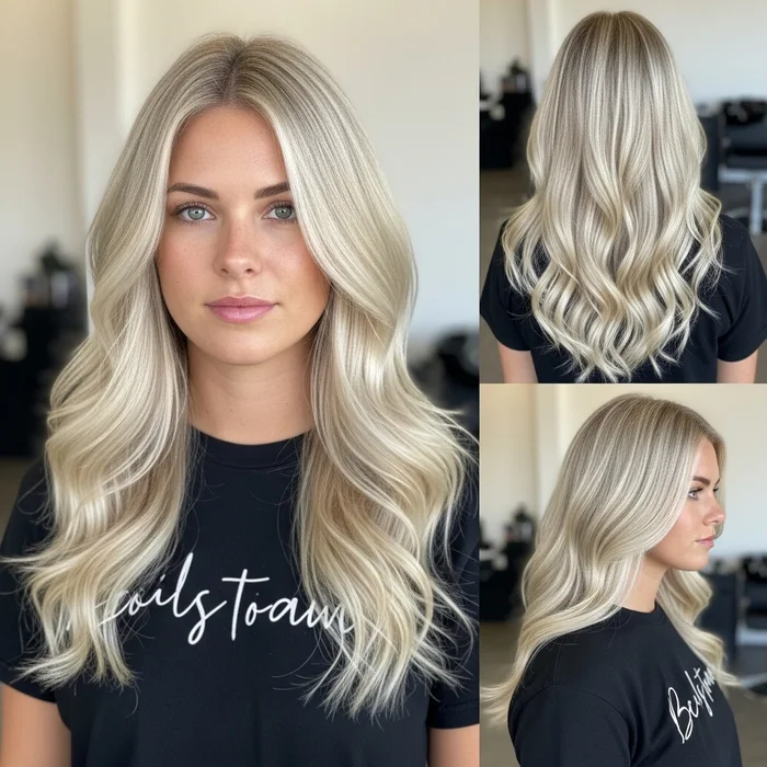 Platinum Blonde Waves With Champagne Undertones