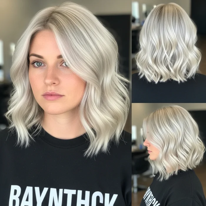 Platinum Blonde Wavy Bob