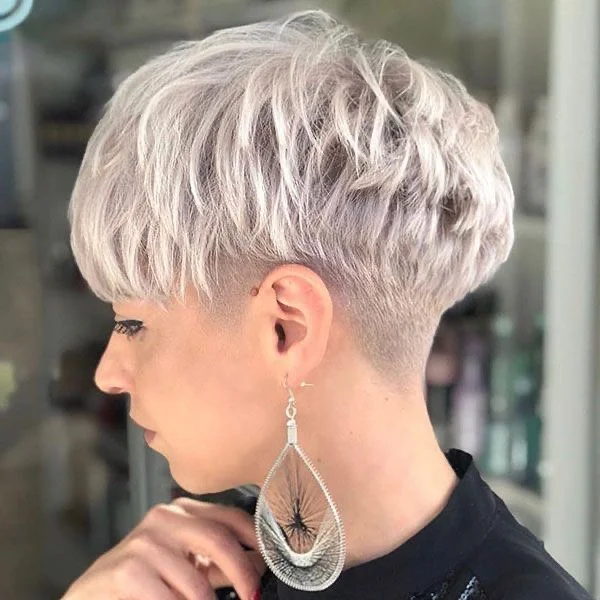 Platinum Choppy Pixie with Undercut Taper
