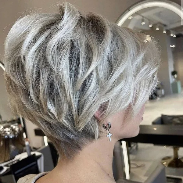 Platinum Textured Pixie Bob with Maximum Choppy Volume