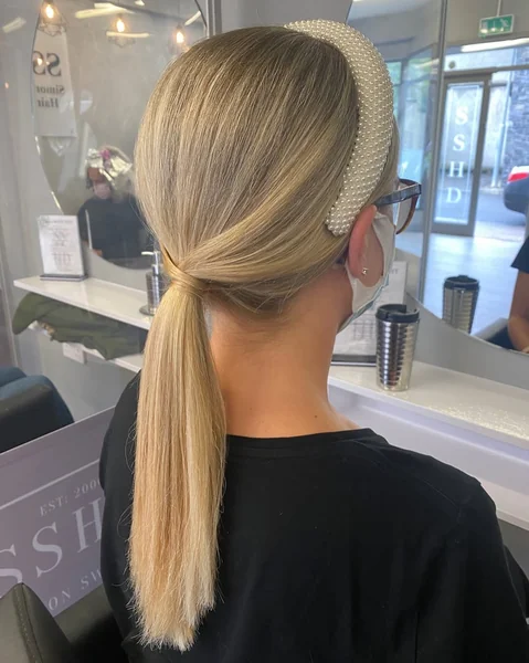 Polished Low Ponytail with Pearl Headband